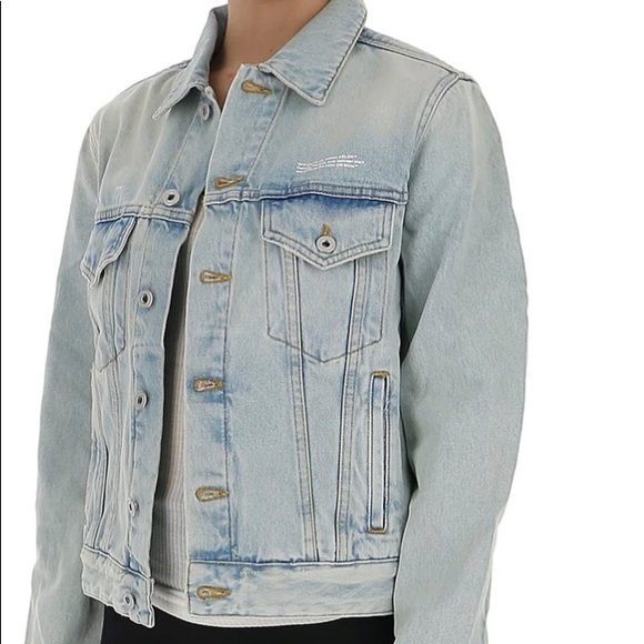 Off-White Jackets & Blazers - Off-White Bleached Effect Denim Jacket Size 42